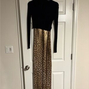 All Saints Black and Tan Leopard Maxi Dress
